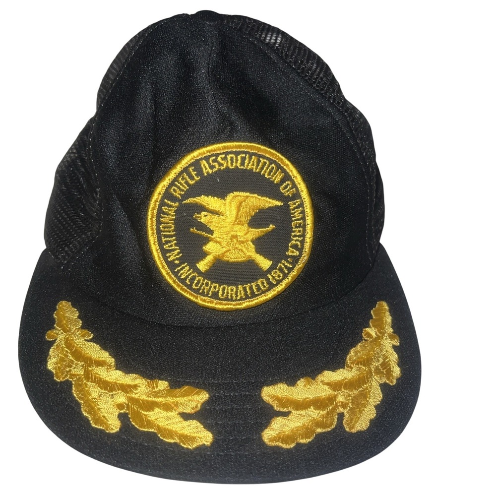 Vintage NRA National Rifle Association Trucker Hat Cap Black Adjustable USA Made